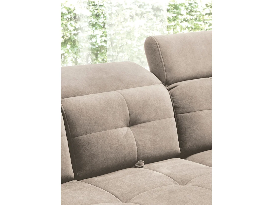 Canapé d'angle Beige 5 places angle droit lit d'appoint INFERNO