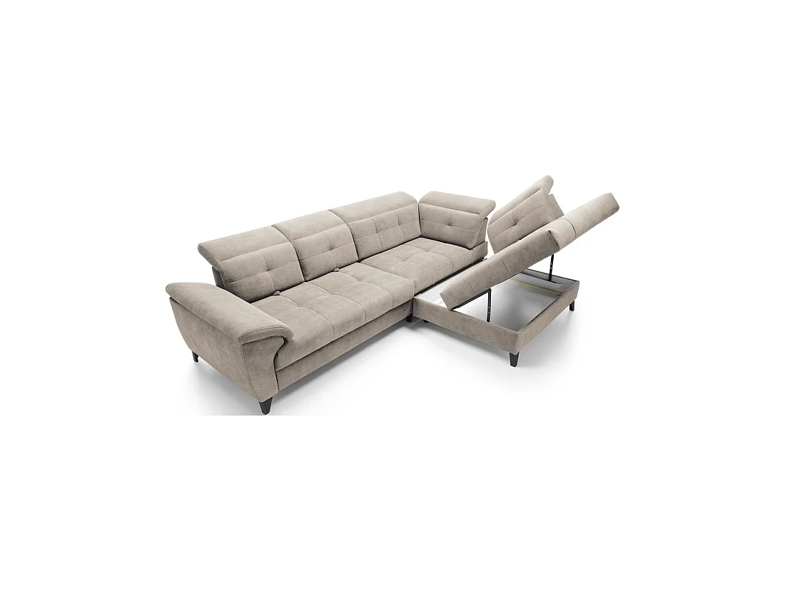 Canapé d'angle Beige 5 places angle droit lit d'appoint INFERNO