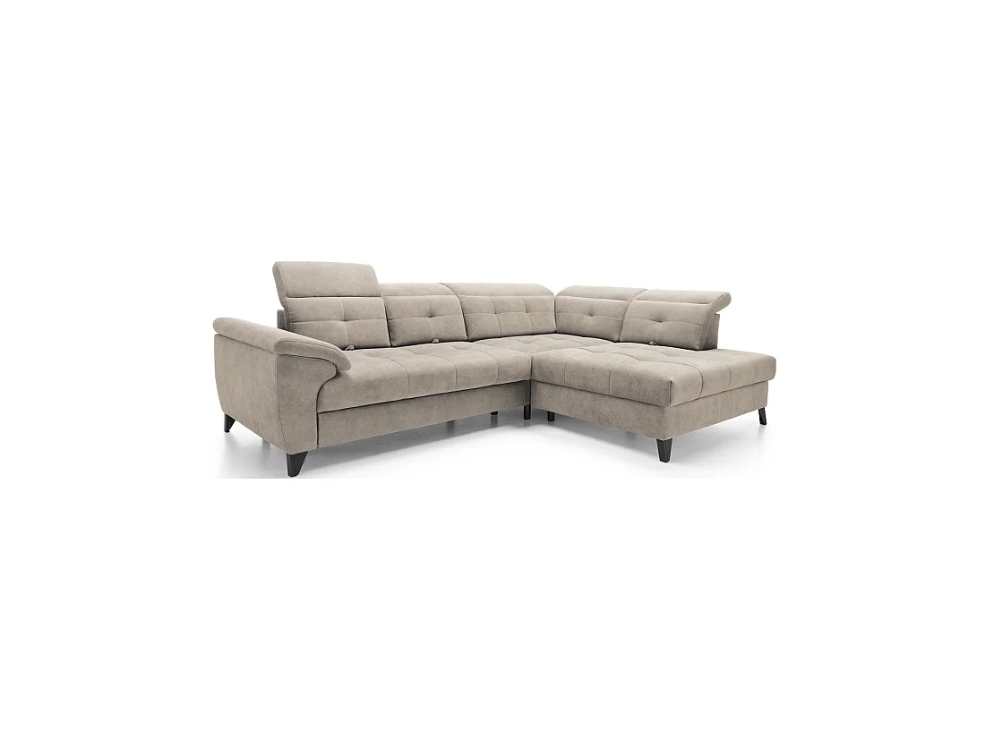 Canapé d'angle Beige 5 places angle droit lit d'appoint INFERNO