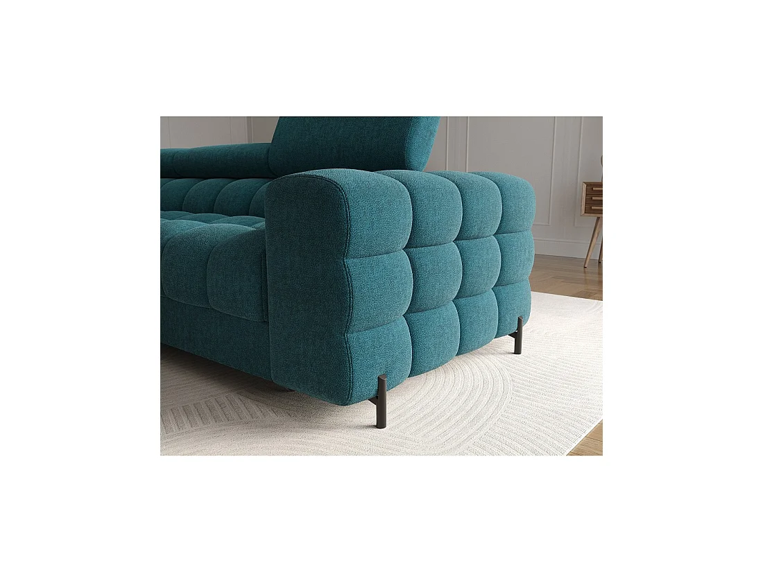 Canapé d'angle gauche convertible Bleu canard style épuré 285x99x181cm FILTRO