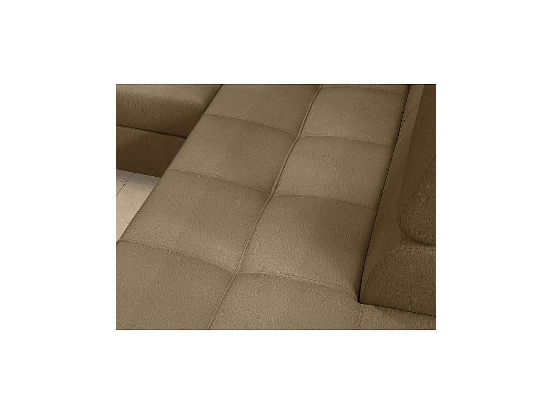 Canapé d'angle convertible PALAZZO 4 places marron – angle gauche avec 1 coussin