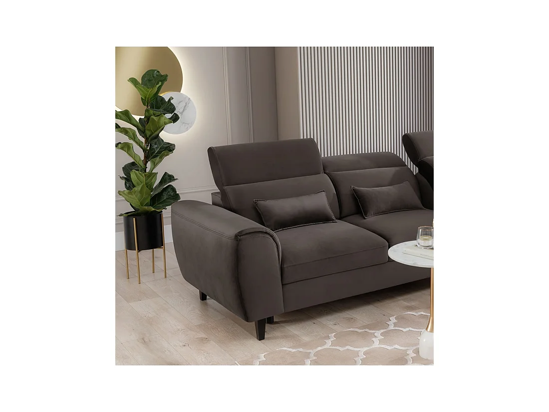 Canapé d'angle convertible chocolat angle droit 4 places FABLE