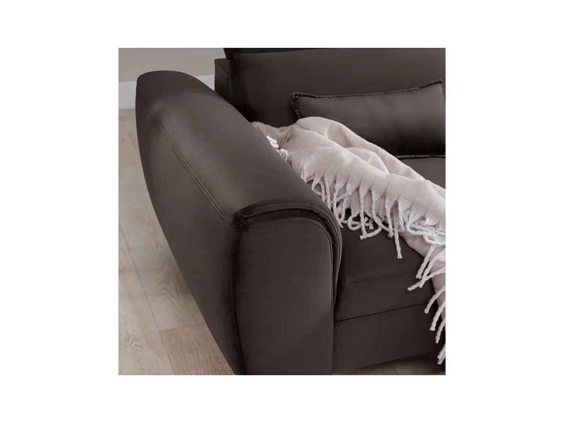 Canapé d'angle convertible chocolat angle droit 4 places FABLE