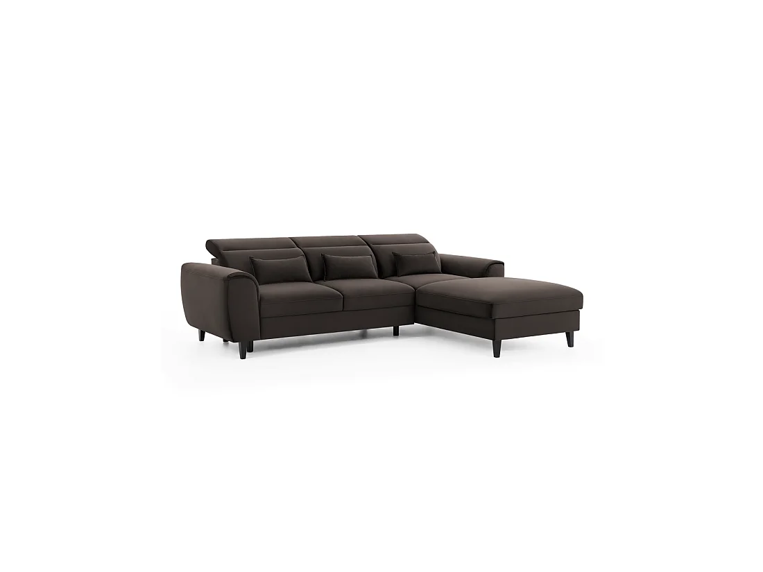 Canapé d'angle convertible chocolat angle droit 4 places FABLE