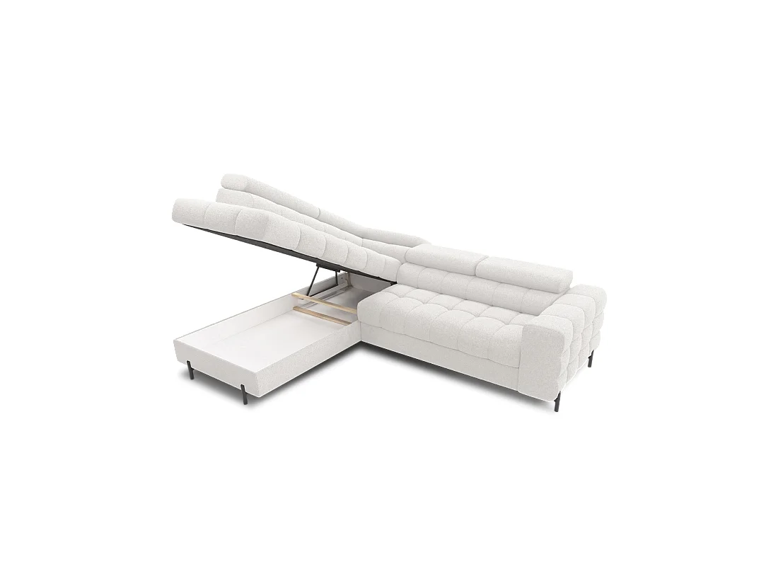 Canapé d'angle gauche convertible Blanc alpin 5 places FERRUM avec couchage 276x93x200cm