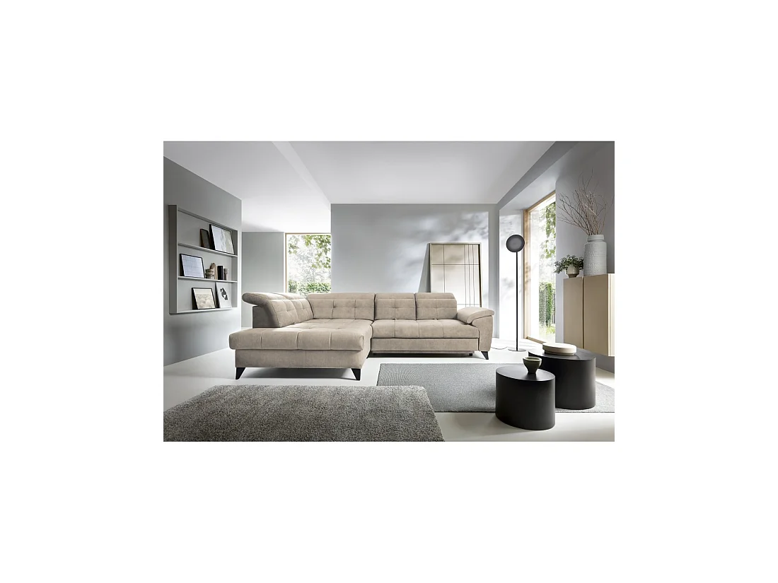 Canapé d'angle Beige 5 places angle gauche 5 places confort INFERNO