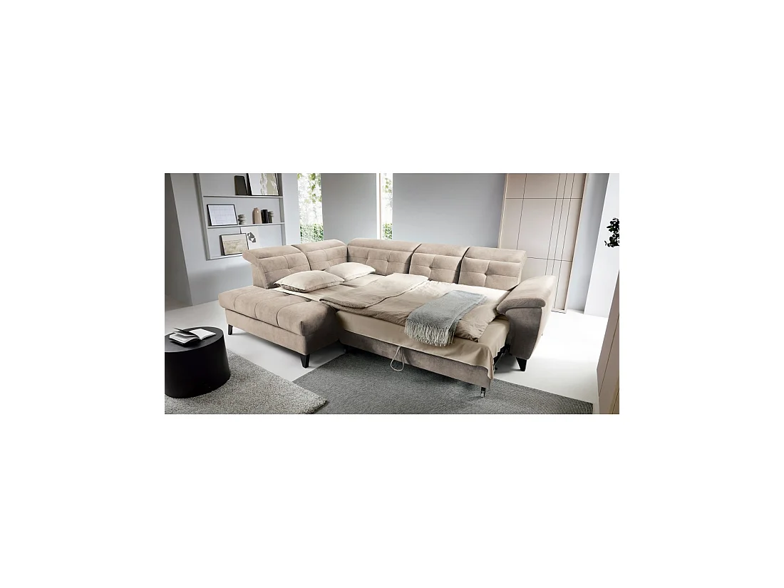 Canapé d'angle Beige 5 places angle gauche 5 places confort INFERNO