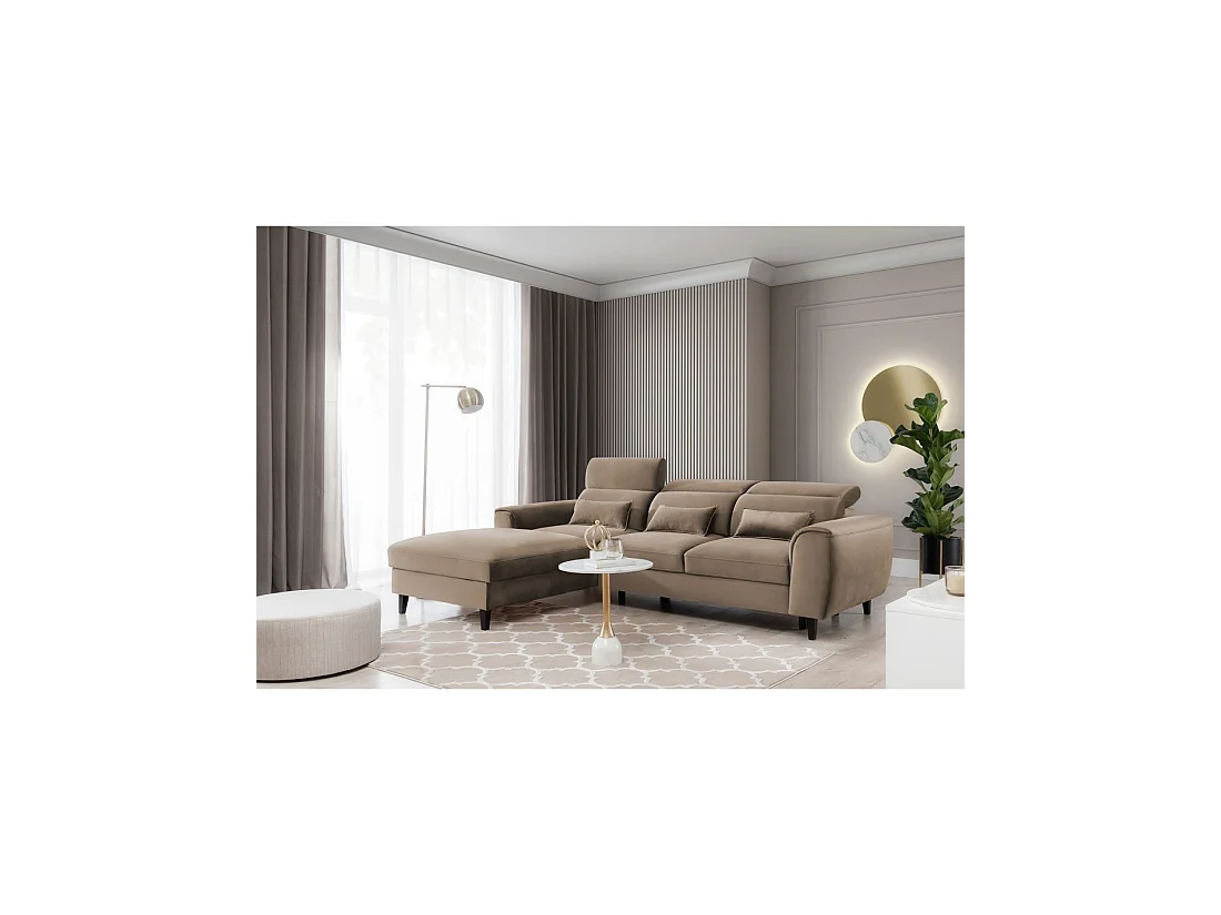 Canapé d'angle convertible marron angle gauche 4 places FABLE