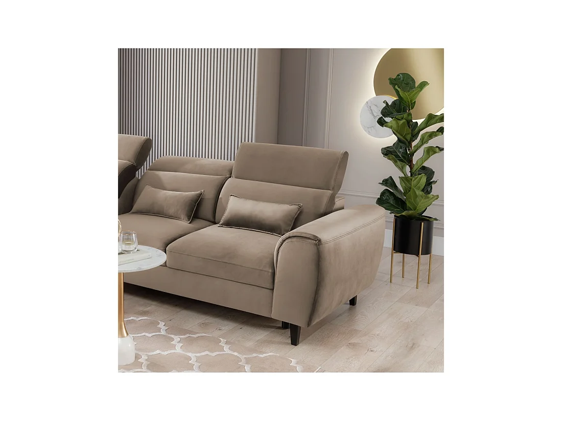 Canapé d'angle convertible marron angle gauche 4 places FABLE