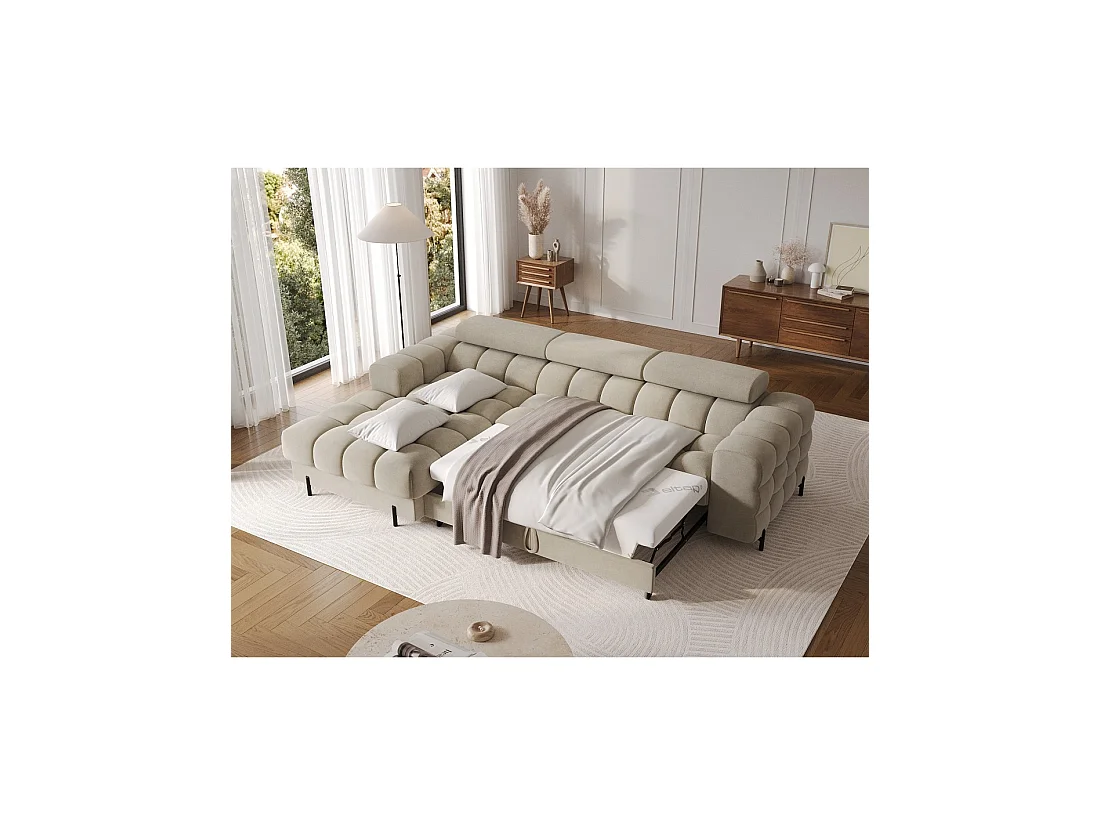 Sofá de esquina izquierda convertible Beige diseño elegante 285x99x181cm FILTRO