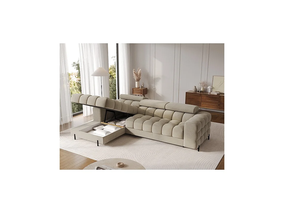 Sofá de esquina izquierda convertible Beige diseño elegante 285x99x181cm FILTRO