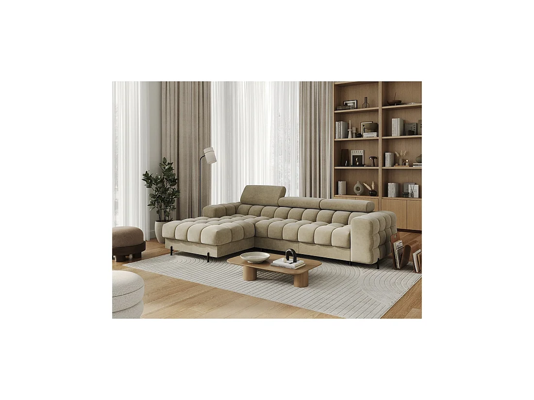 Sofá de esquina izquierda convertible Beige diseño elegante 285x99x181cm FILTRO