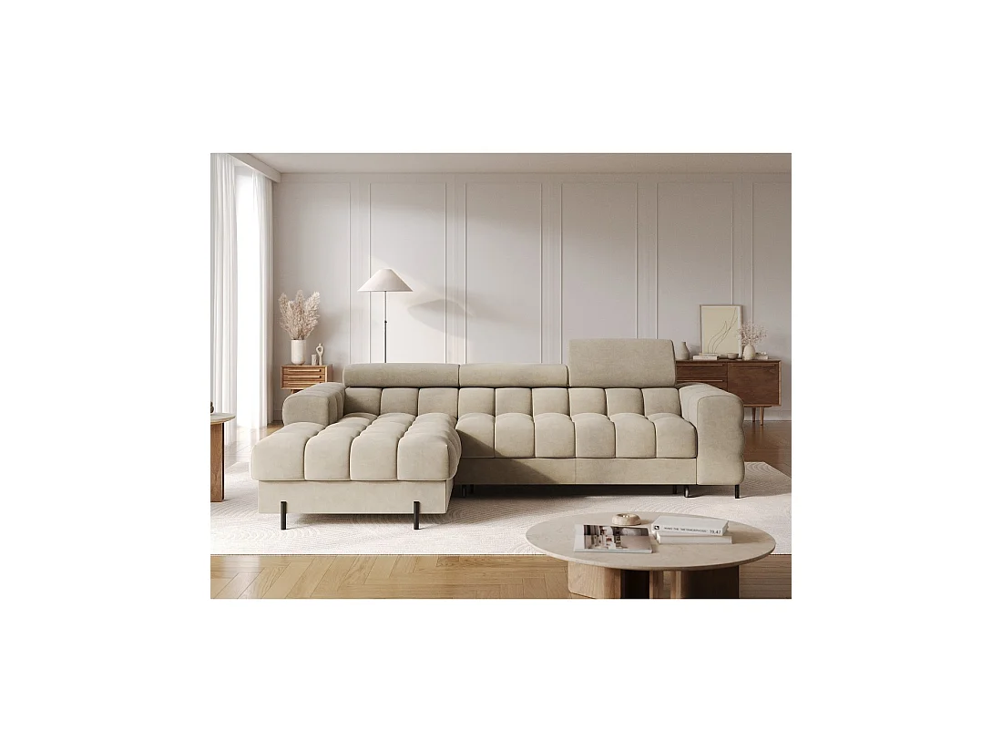 Sofá de esquina izquierda convertible Beige diseño elegante 285x99x181cm FILTRO