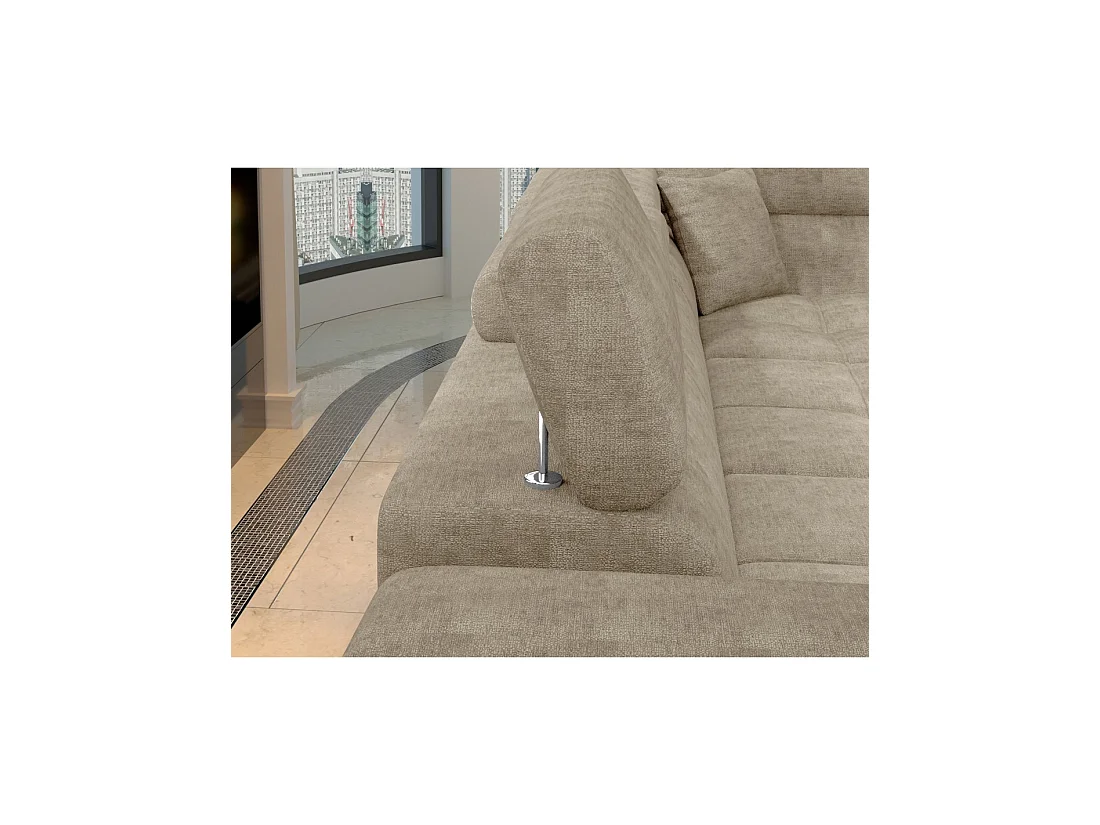Canapé d'angle convertible PALAZZO 4 places beige – angle gauche avec coffre
