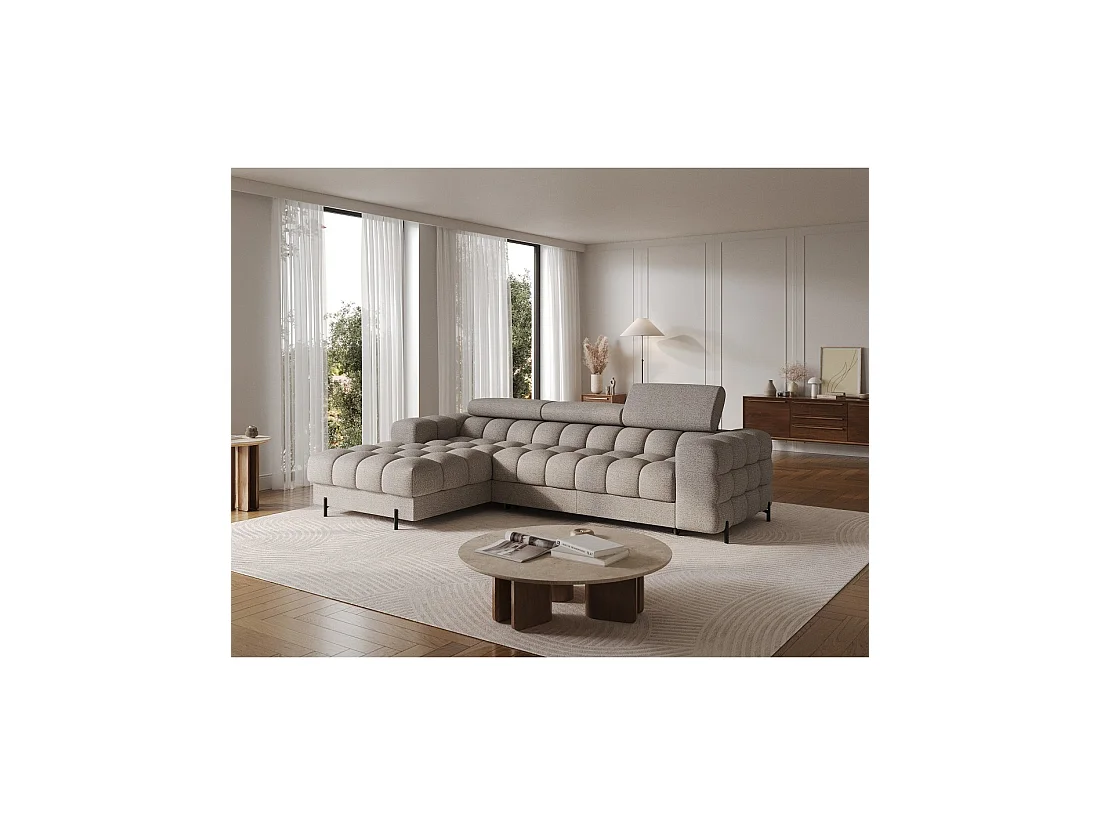 Canapé d'angle gauche convertible Beige chiné allure contemporaine 285x99x181cm FILTRO