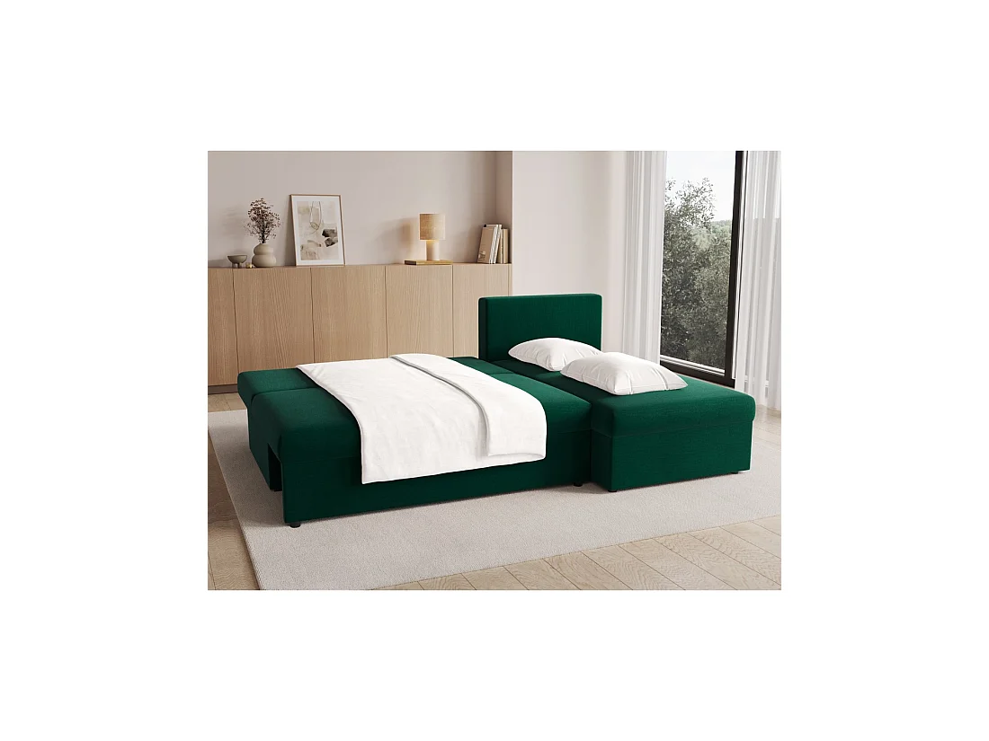 Canapé d'angle Vert foncé 3 places angle universel 206x90x146cm GINA