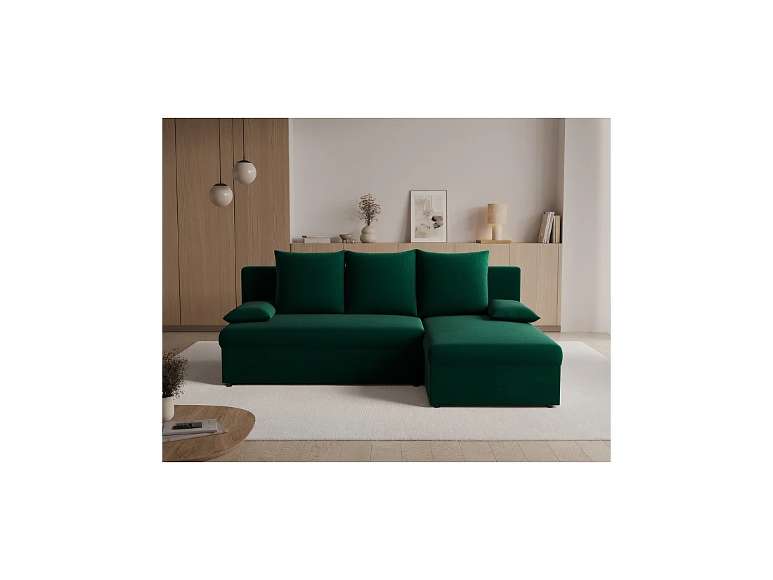 Canapé d'angle Vert foncé 3 places angle universel 206x90x146cm GINA