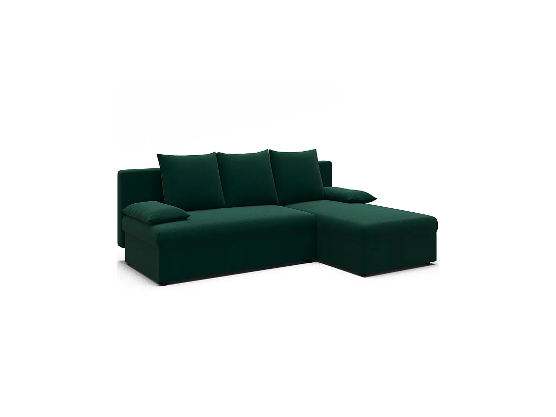 Canapé d'angle Vert foncé 3 places angle universel 206x90x146cm GINA