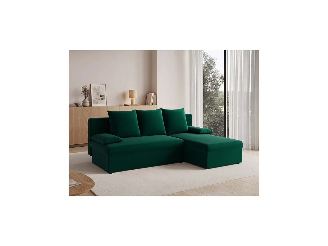 Canapé d'angle Vert foncé 3 places angle universel 206x90x146cm GINA