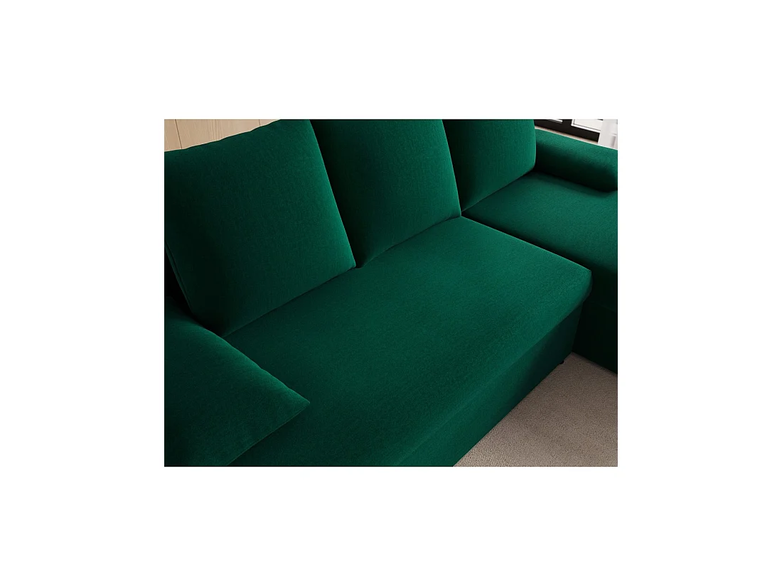 Canapé d'angle Vert foncé 3 places angle universel 206x90x146cm GINA