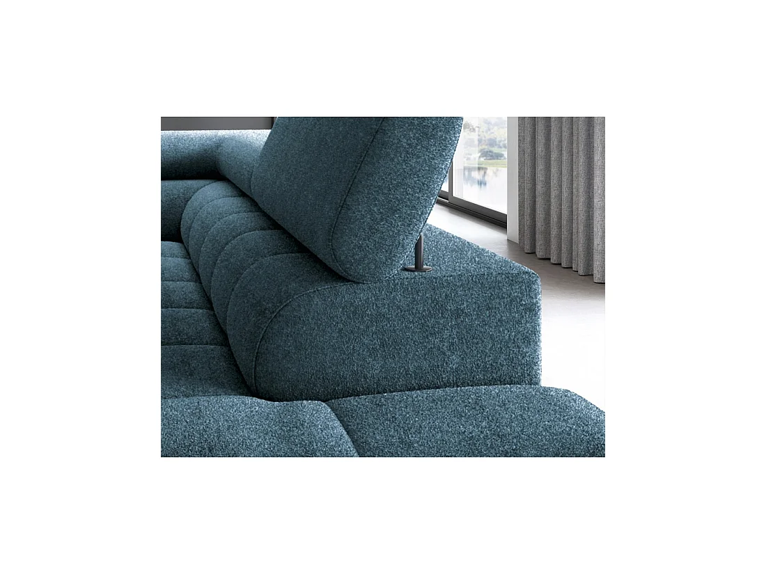 Sofá de esquina derecha FERRUM Azul oscuro con cofre espuma HR 276x93x200cm