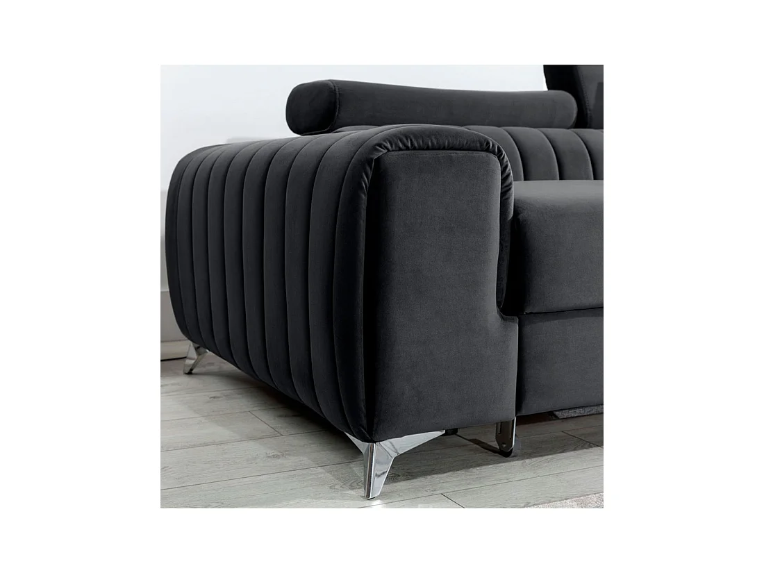 Canapé d'angle droit Gris foncé convertible 3 places JAYSON convertible avec rangement