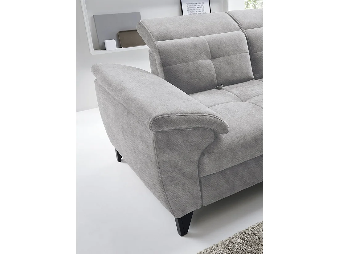 Canapé d'angle Gris 5 places angle droit rangement literie INFERNO