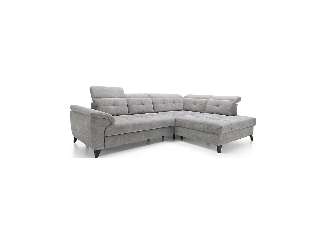 Canapé d'angle Gris 5 places angle droit rangement literie INFERNO