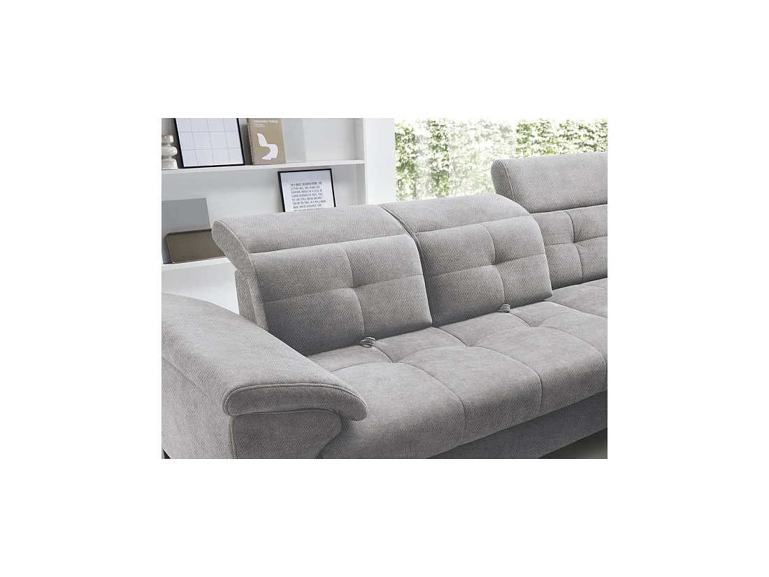 Canapé d'angle Gris 5 places angle droit rangement literie INFERNO