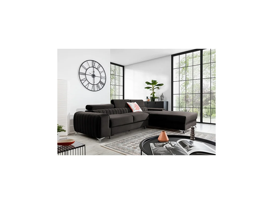 Canapé d'angle droit Gris foncé convertible 3 places JAYSON design contemporain