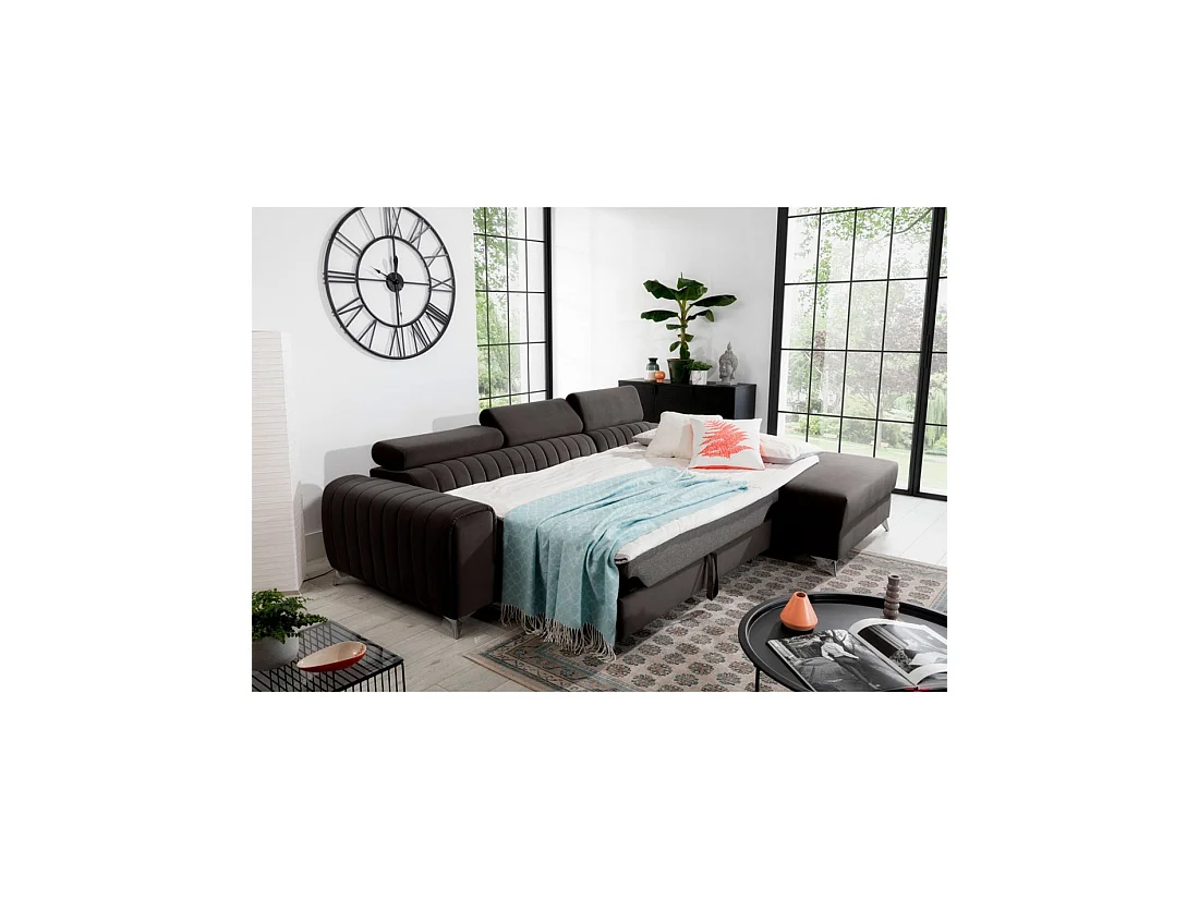 Canapé d'angle droit Gris foncé convertible 3 places JAYSON design contemporain