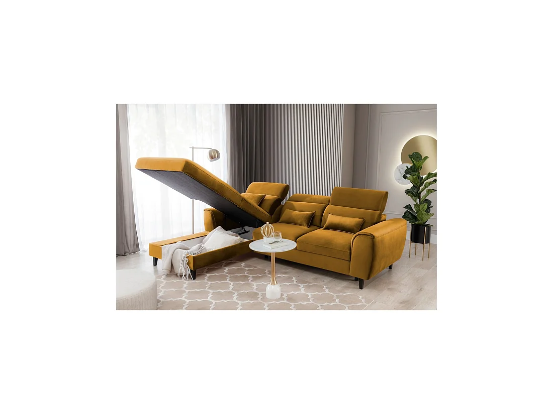 Canapé d'angle convertible jaune angle gauche 4 places FABLE