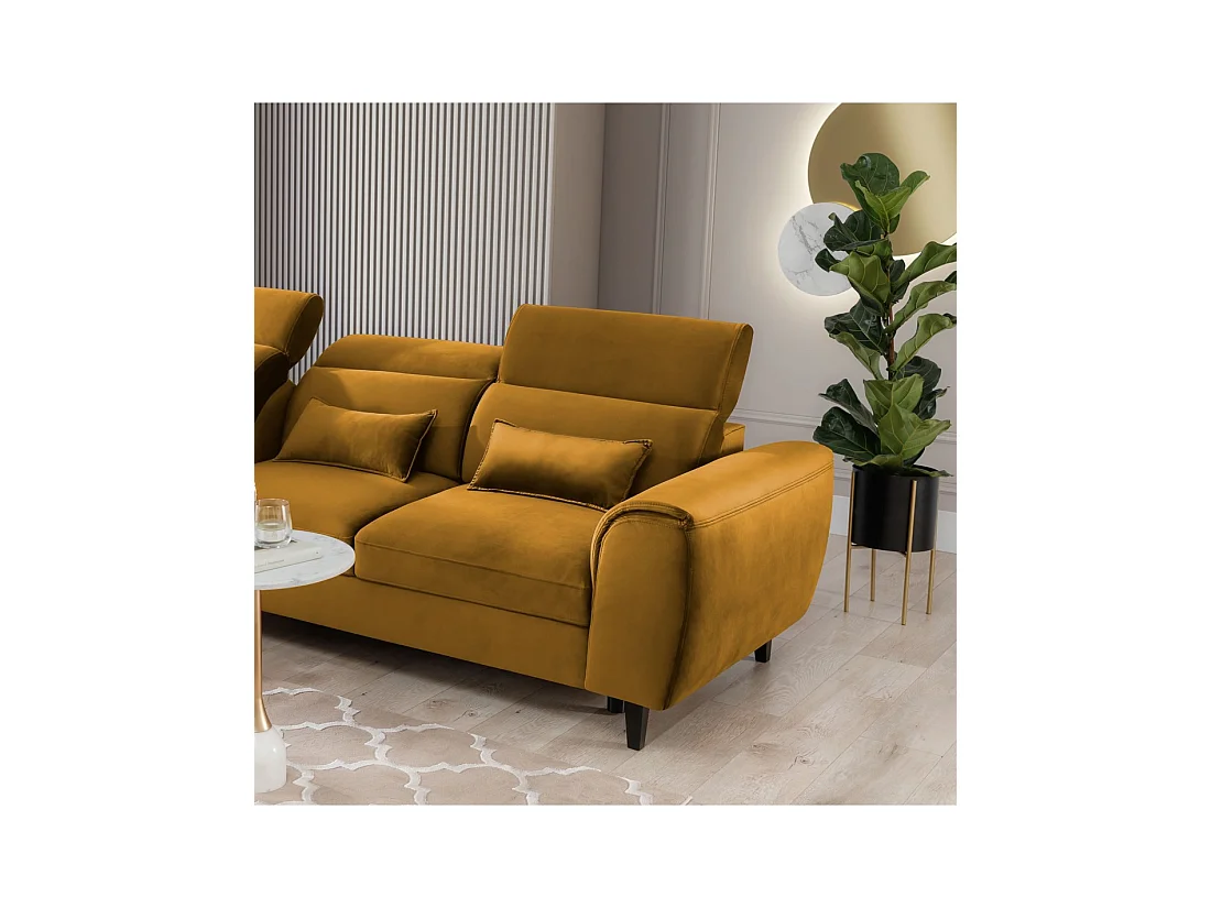 Canapé d'angle convertible jaune angle gauche 4 places FABLE