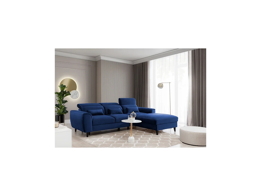 Canapé d'angle convertible bleu marine angle droit 4 places FABLE