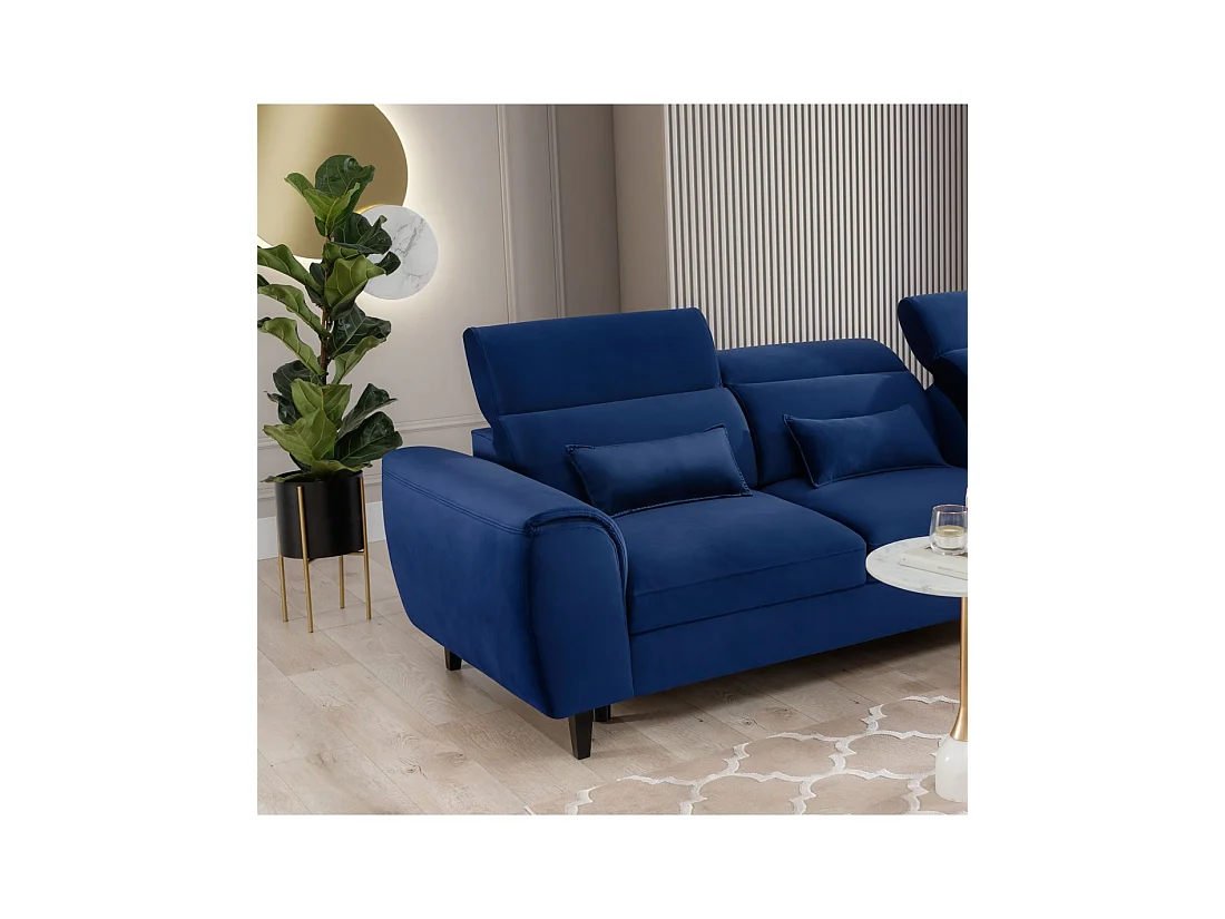 Canapé d'angle convertible bleu marine angle droit 4 places FABLE