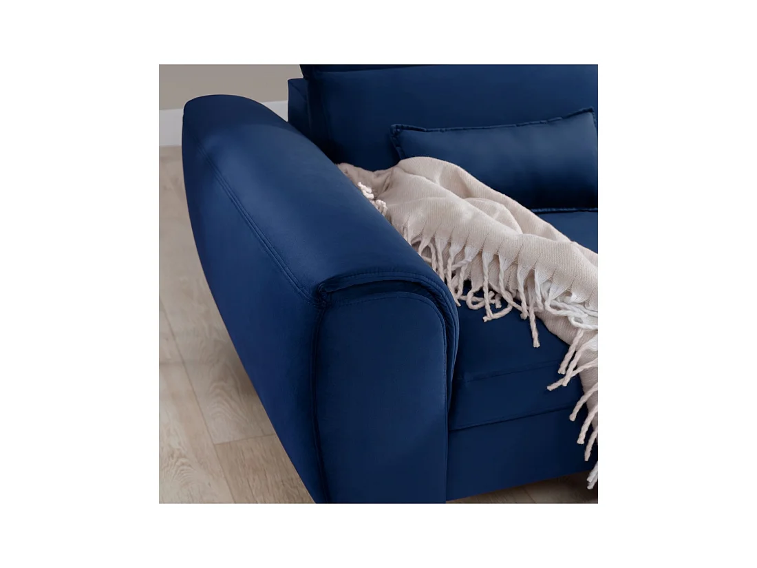 Canapé d'angle convertible bleu marine angle droit 4 places FABLE