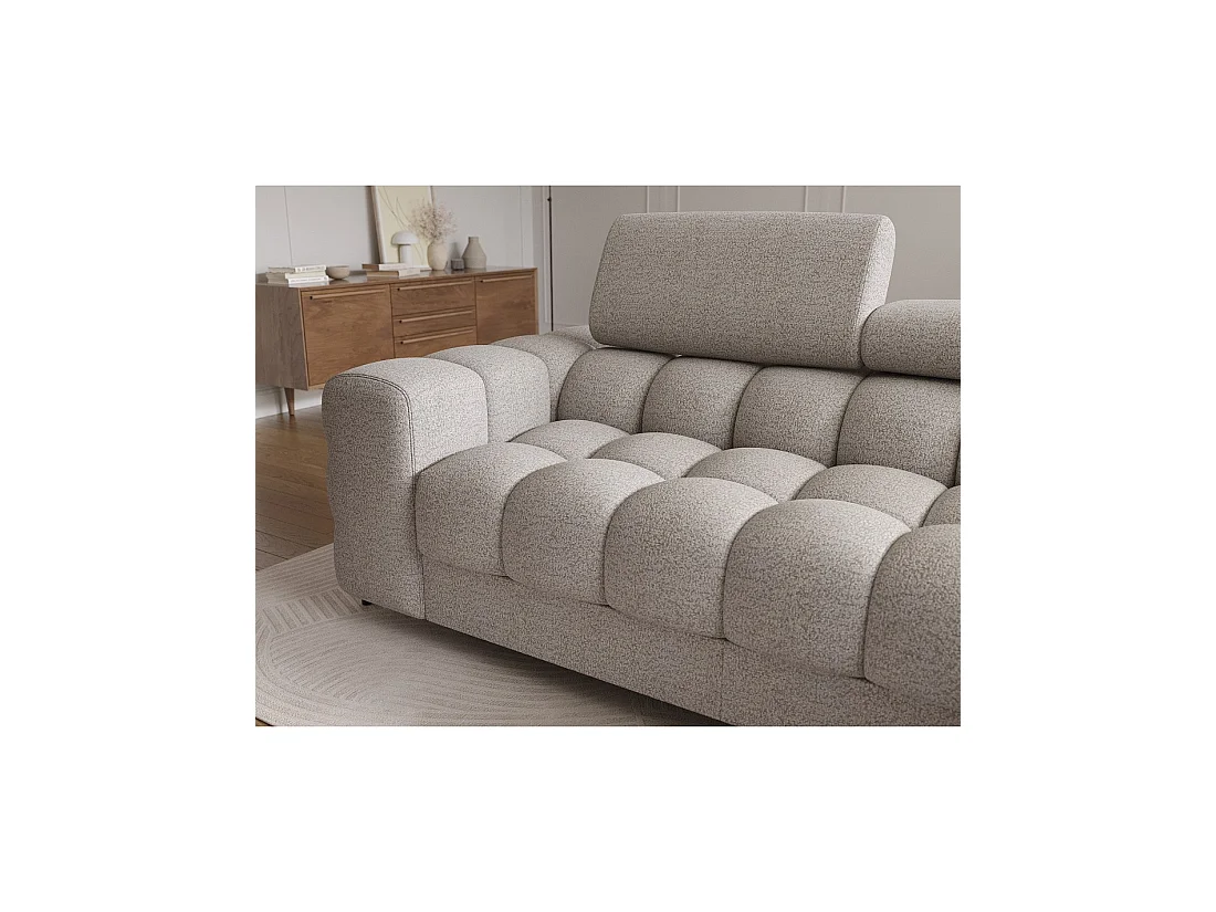 Canapé d'angle droit convertible Beige chiné allure contemporaine 285x99x181cm FILTRO