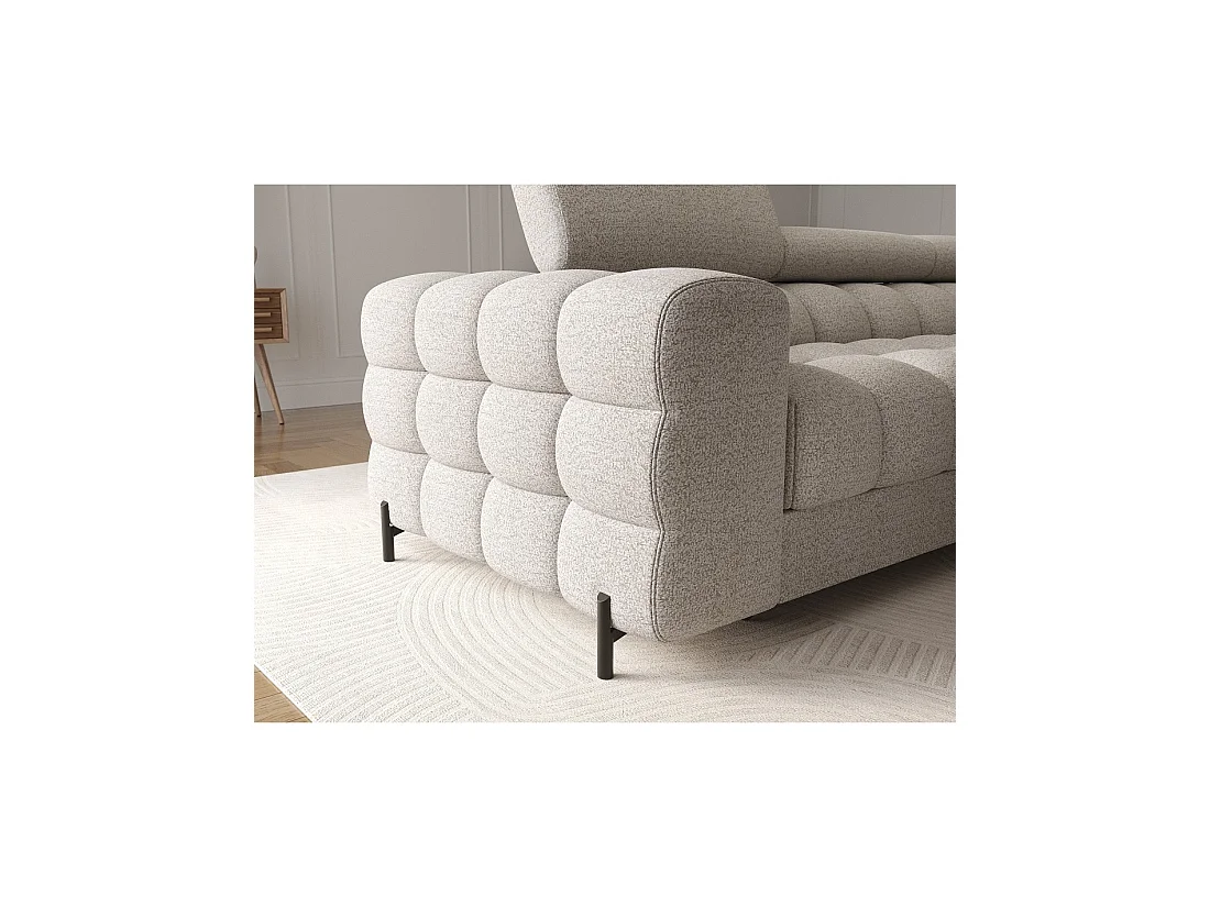 Canapé d'angle droit convertible Beige chiné allure contemporaine 285x99x181cm FILTRO