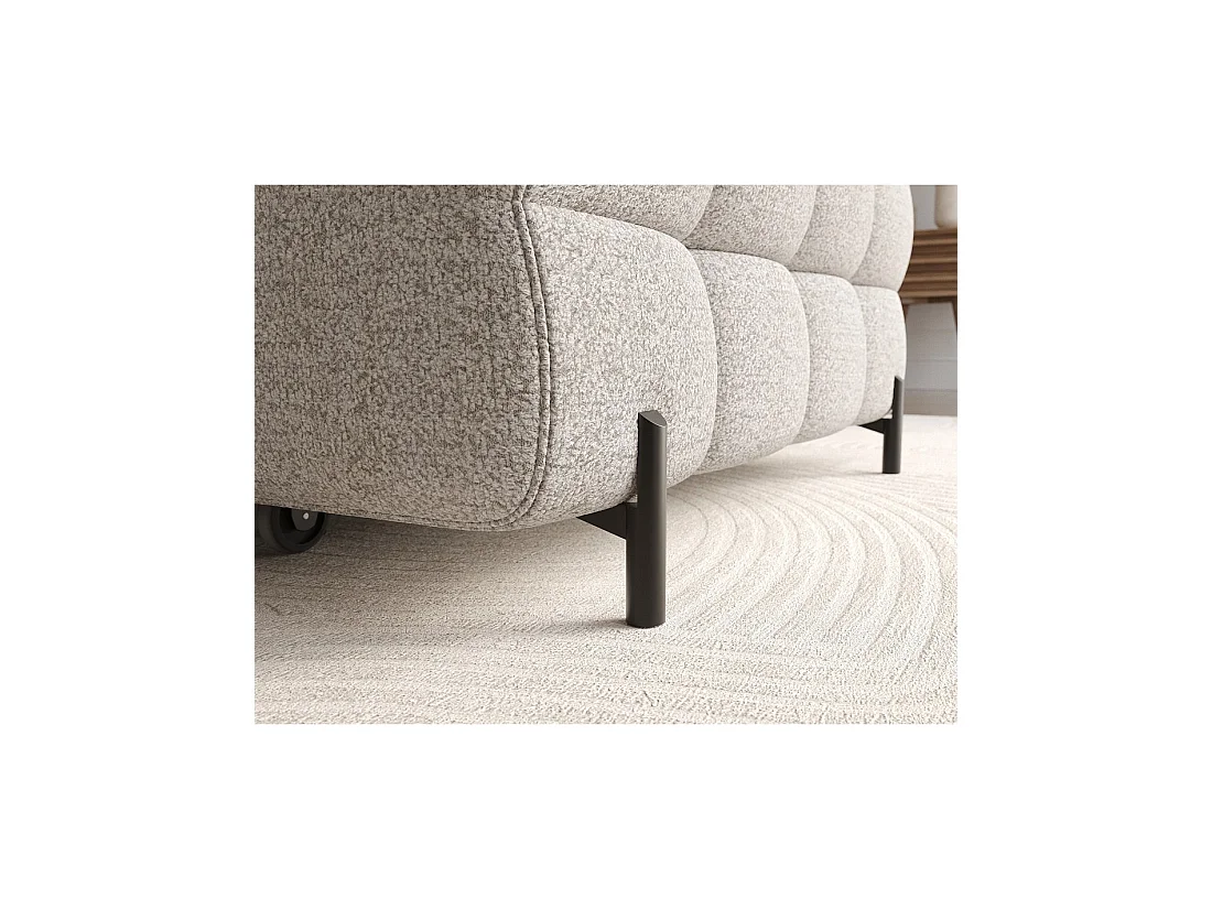 Canapé d'angle droit convertible Beige chiné allure contemporaine 285x99x181cm FILTRO