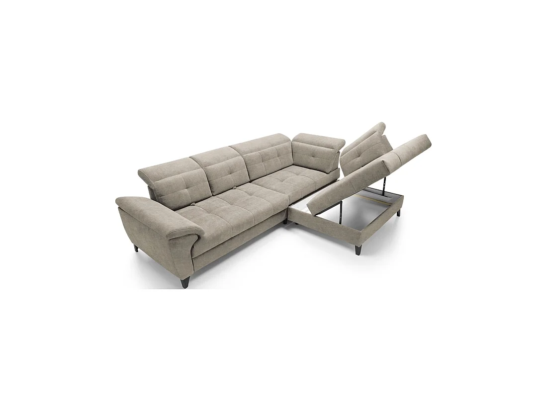 Canapé d'angle Beige 5 places angle droit salon familial INFERNO