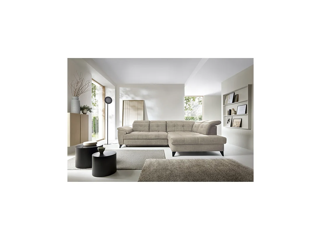 Canapé d'angle Beige 5 places angle droit salon familial INFERNO