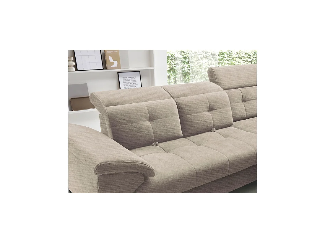 Canapé d'angle Beige 5 places angle droit salon familial INFERNO