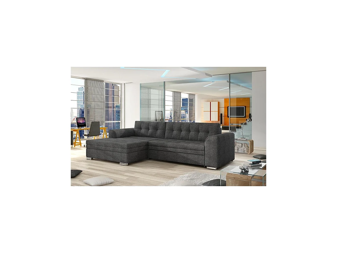 Canapé d'angle convertible CONFORTO 4 places gris foncé – angle gauche