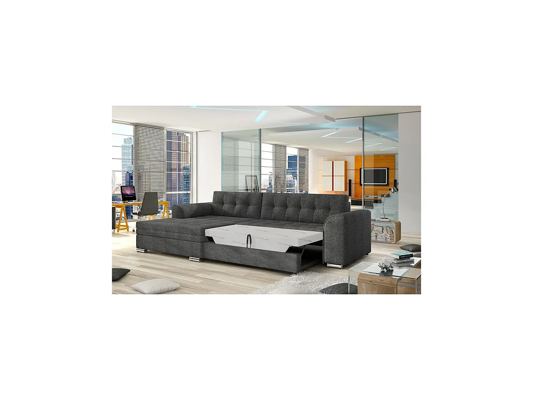Canapé d'angle convertible CONFORTO 4 places gris foncé – angle gauche