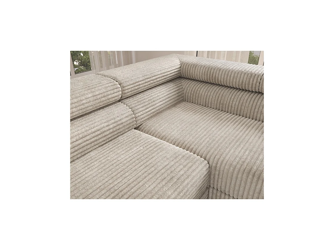 Canapé d'angle COLESIA convertible 5 places gris foncé velours côtelé – droit – 274x200cm