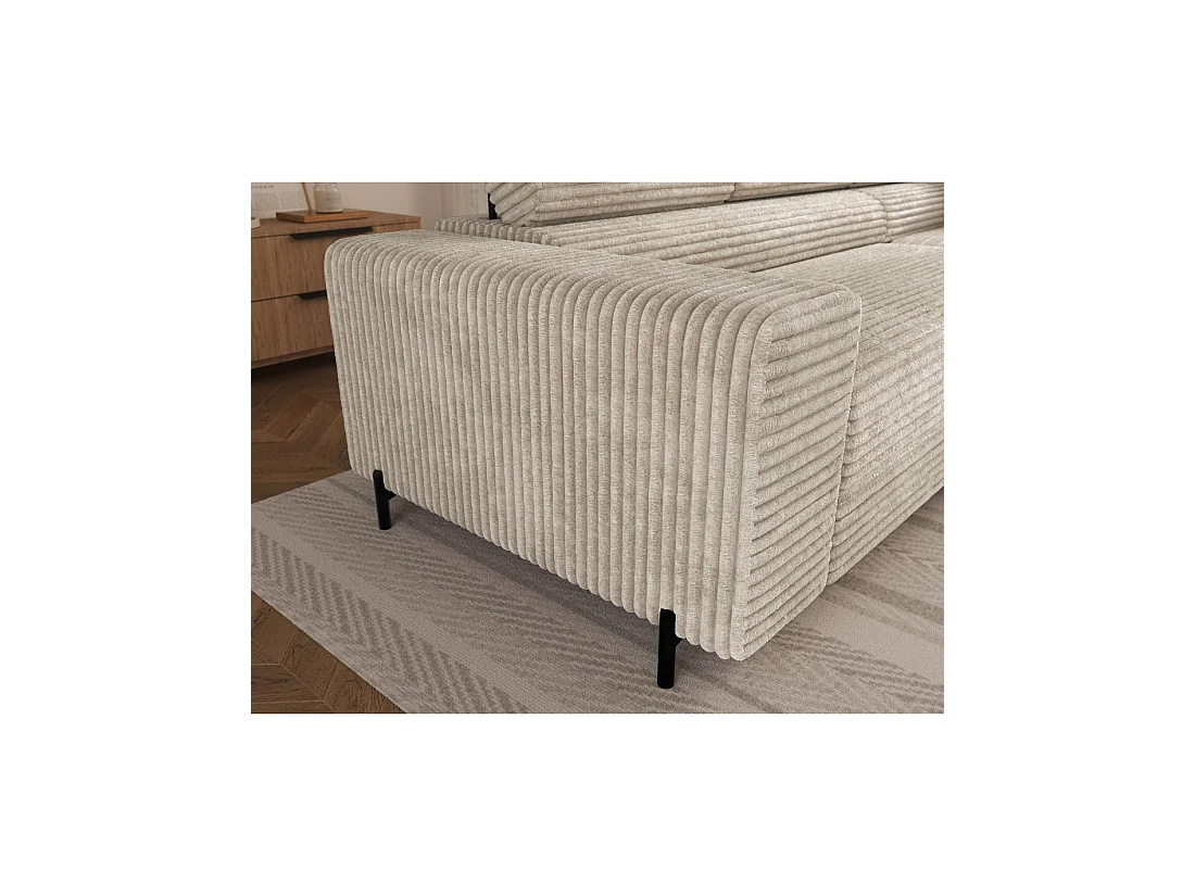 Canapé d'angle COLESIA convertible 5 places gris foncé velours côtelé – droit – 274x200cm