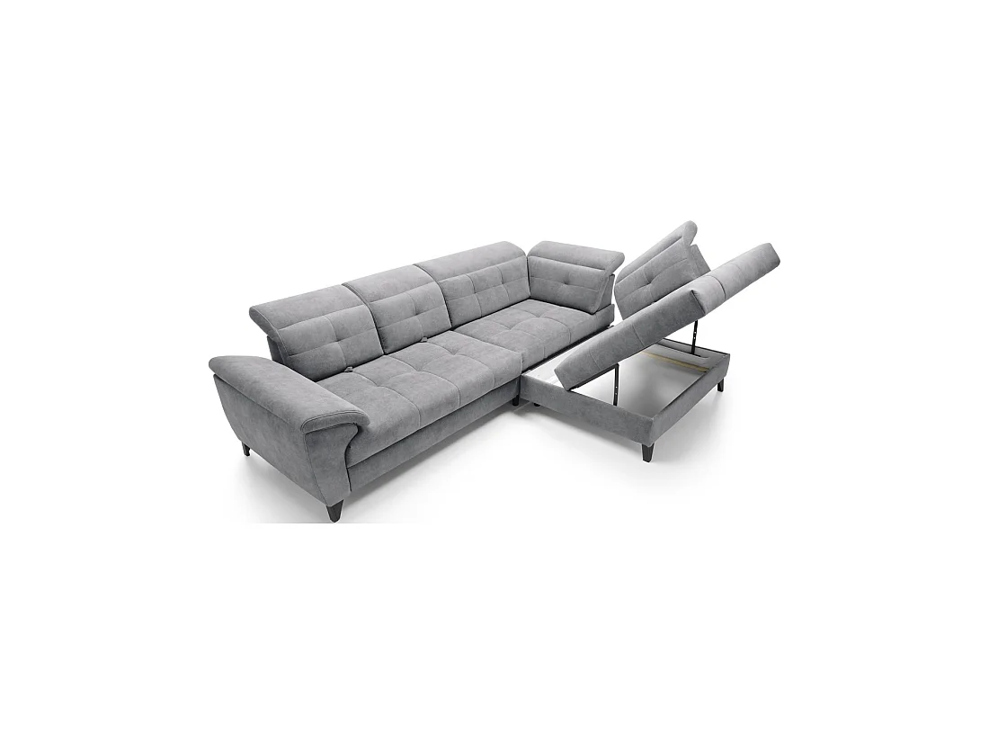 Canapé d'angle Gris 5 places angle droit design moderne INFERNO