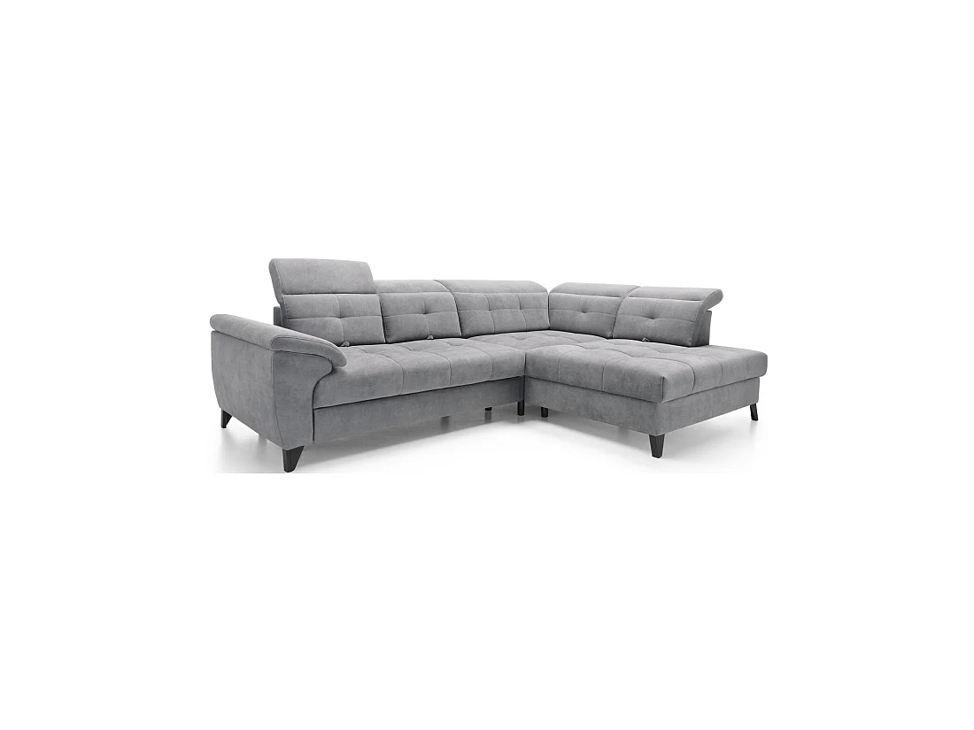 Canapé d'angle Gris 5 places angle droit design moderne INFERNO