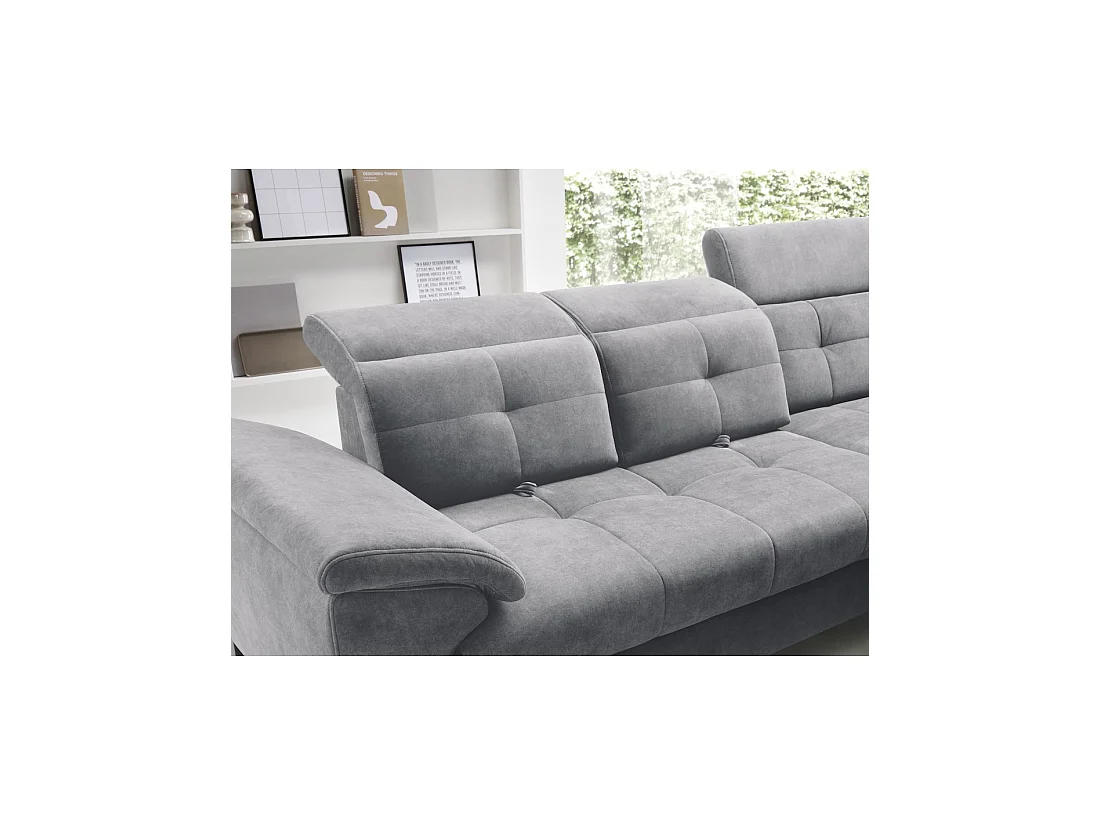 Canapé d'angle Gris 5 places angle droit design moderne INFERNO