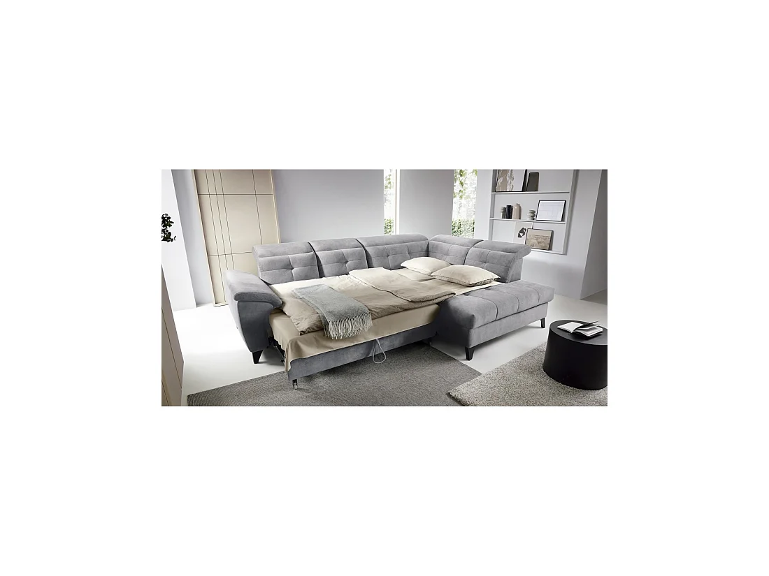 Canapé d'angle Gris 5 places angle droit design moderne INFERNO